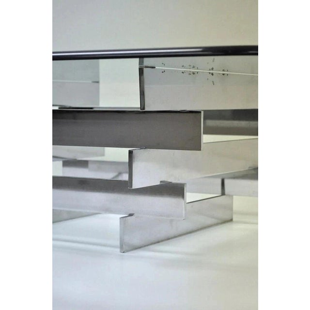 Vintage Paul Mayen Habitat Mid Century Modern Stacked Chrome Glass Coffee Table For Sale - Image 9 of 11