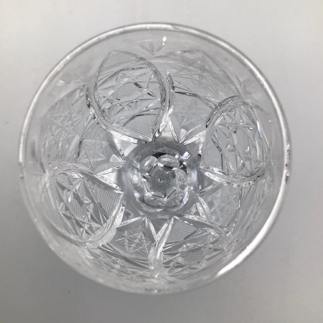 Star Pattern Crystal Wine Glasses Antique Deep Cut -Set of 6 For Sale - Image 10 of 13