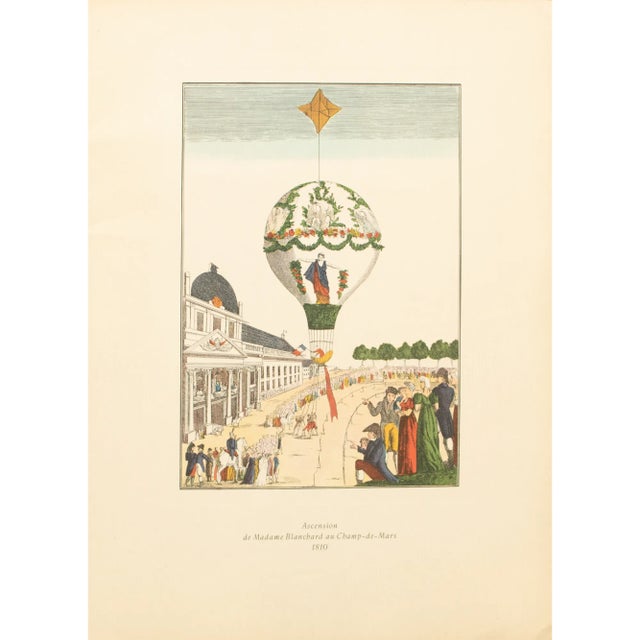 1956 "Ascent of Madame Blanchard in 1810 to the Champ-De-Mars" Large Vintage Offset Lithograph For Sale