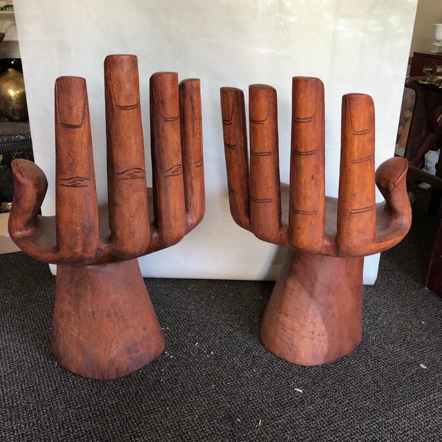 Wooden Pedro Friedeberg Style Hand Chairs a Pair Chairish