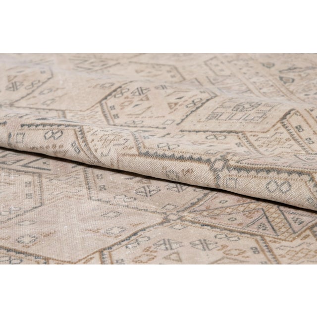 Mid 20th Century Vintage Turkish Handmade Beige Geometric Wool Rug For Sale - Image 5 of 11