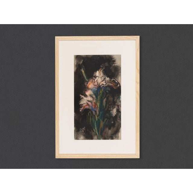 Flower in the Dark, Watercolor on Paper, Framed For Sale - Image 10 of 10