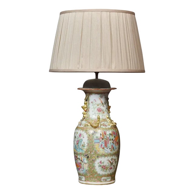 Cantonese Famille Rose Vases Lamp, 1890s For Sale