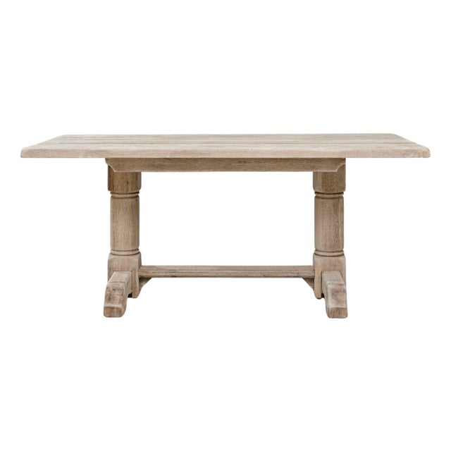 20th Century French Oak Trestle Dining Table For Sale