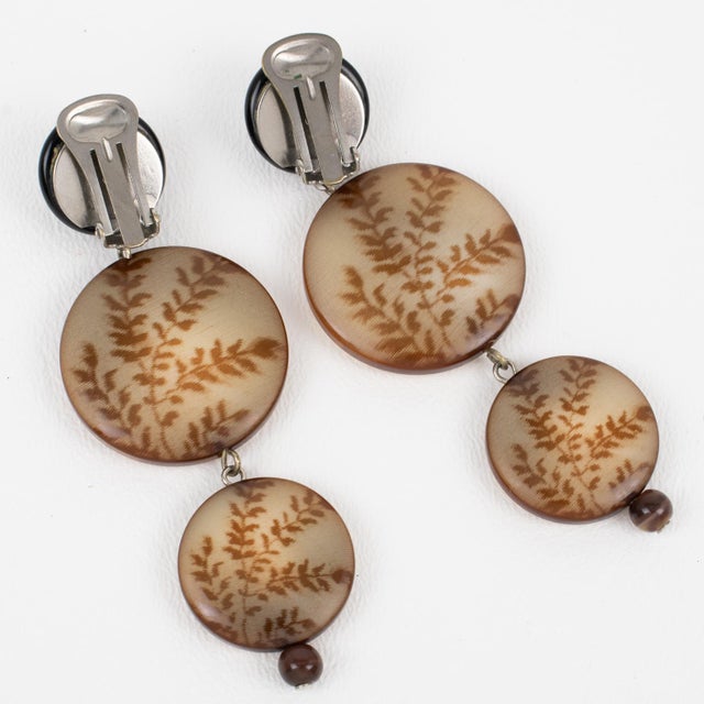 2000 - 2009 Angela Caputi Black and Brown Floral Clip Earrings - 2 Pieces For Sale - Image 5 of 6
