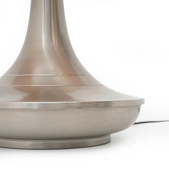 White Metal Table Lamp with Fabric Shade, 1970s For Sale - Image 8 of 13