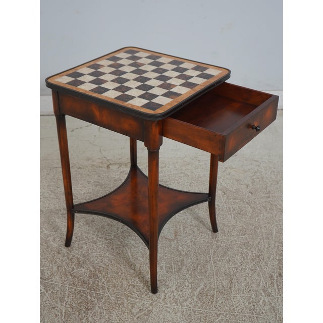 Traditional Theodore Alexander Tesallated Chess Board Top Games Table For Sale - Image 3 of 12
