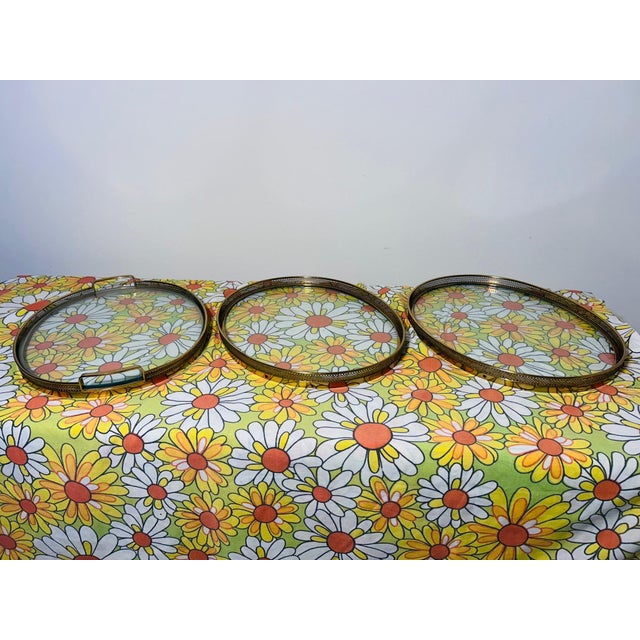 Gold Petite Bar Cart in Brass and Glass From Maison Jansen, France, 1960s Unmarked For Sale - Image 8 of 15