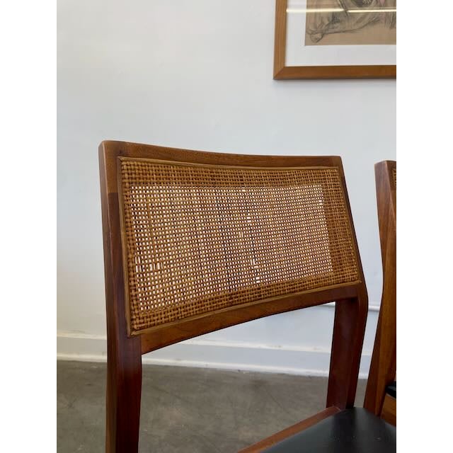 Mid Century Walnut and Cane Dining Set For Sale In Los Angeles - Image 6 of 16