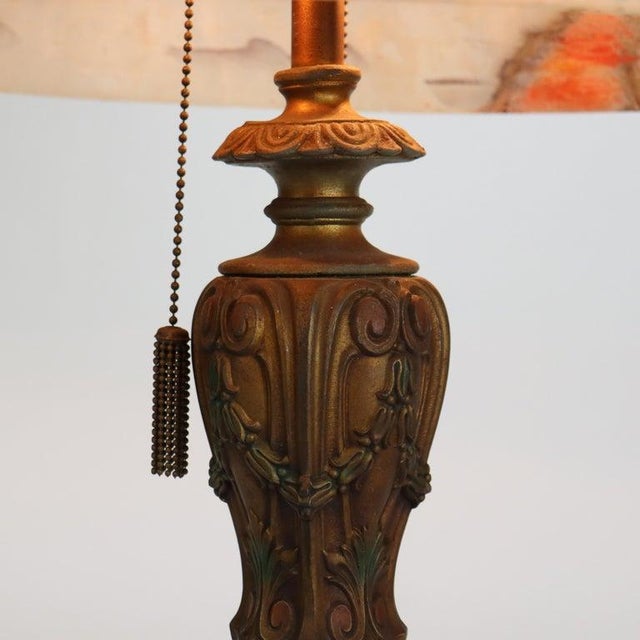 Antique Jefferson Textured Reverse Painted Landscape Table Lamp C1920 For Sale - Image 12 of 14