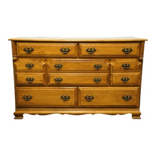 Salem Square Solid Hard Rock Maple MCM Mid Century Modern 51" Seven Drawer Dresser 31800 For Sale