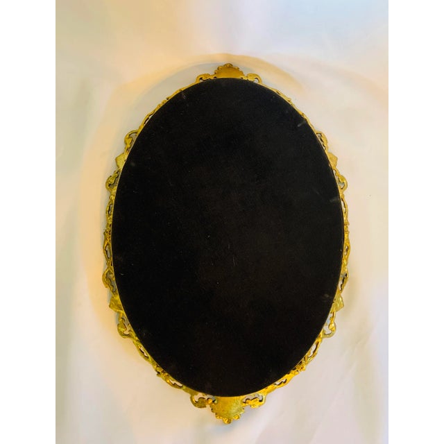 Vintage Ormolu Oval Mirror Vanity Tray For Sale In Los Angeles - Image 6 of 13
