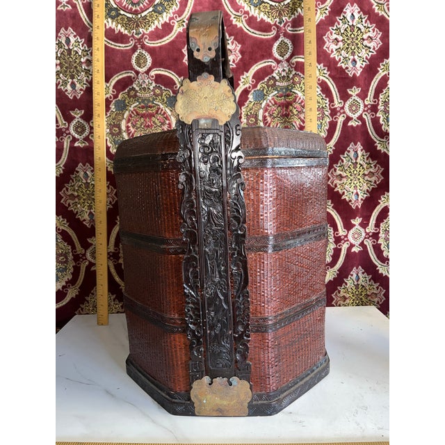 Early 20th Century Large Chinese Rattan Sectional Basket For Sale - Image 10 of 12