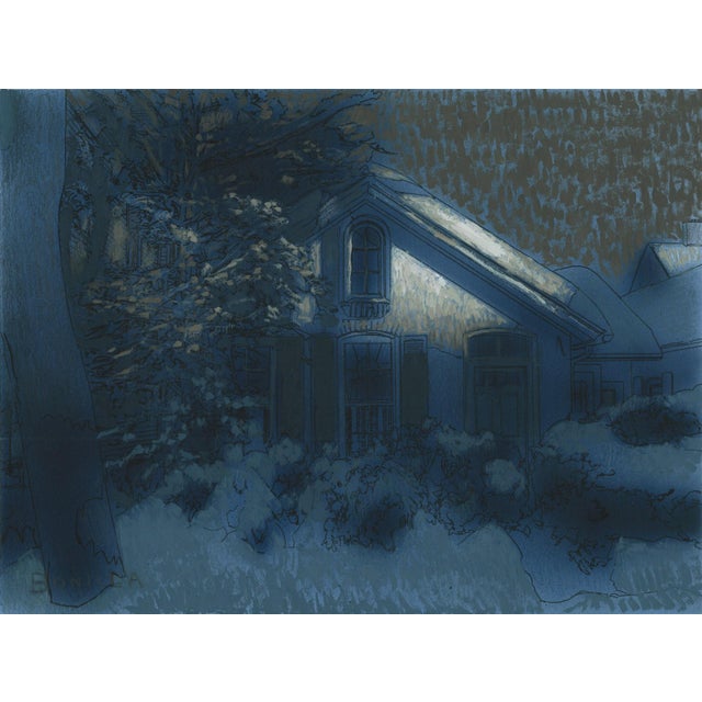 Study for "After the Storm #1" by Raymond Bonilla | Mixed Media on paper Nighttime scene of a house. For Sale