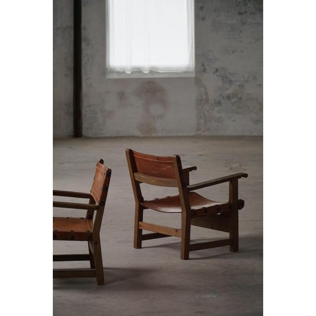 Mid 20th Century Spanish Brutalist Armchairs in Wood & Leather, 1960s, Set of 2 For Sale - Image 10 of 18