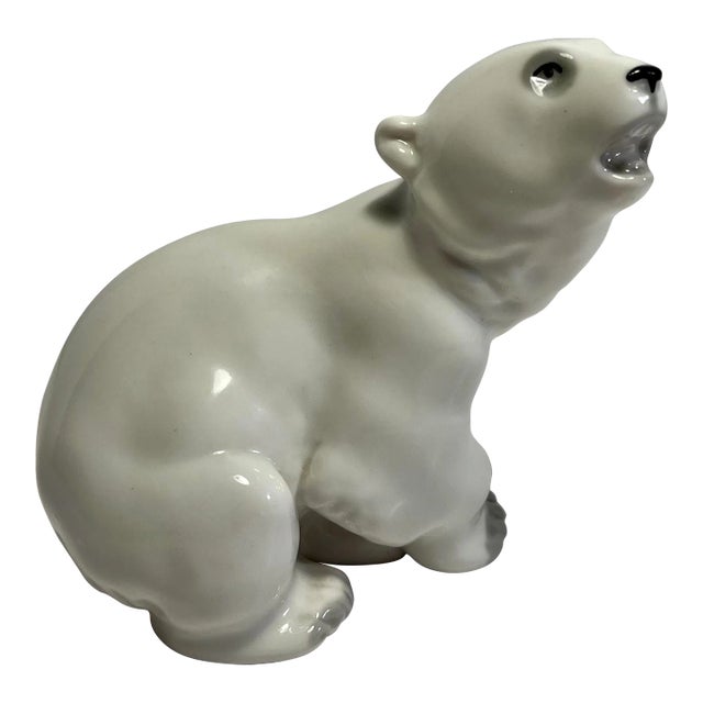 Vintage Lomonosov Porcelain Polar Bear Figurine Made in Ussr For Sale