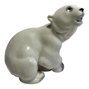 Vintage Lomonosov Porcelain Polar Bear Figurine Made in Ussr