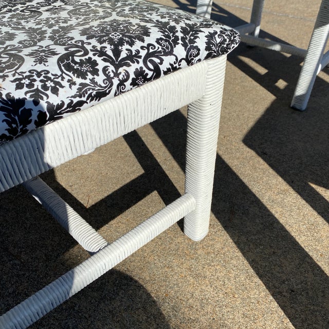 1970s Country White Wicker Dining Set - 5 Pieces For Sale - Image 9 of 10