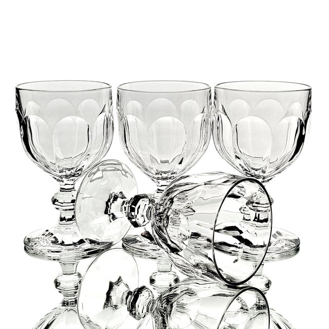 Late 20th Century Villeroy & Boch “Bernadotte” Cut Crystal Goblets – Water or Wine – Set of 5 For Sale - Image 5 of 12