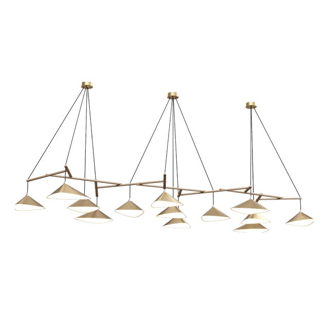 Emily Group of Thirteen Pendant Light in Gold Semi-Matte by Daniel Becker for Moss Objects For Sale