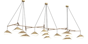 Emily Group of Thirteen Pendant Light in Gold Semi-Matte by Daniel Becker for Moss Objects