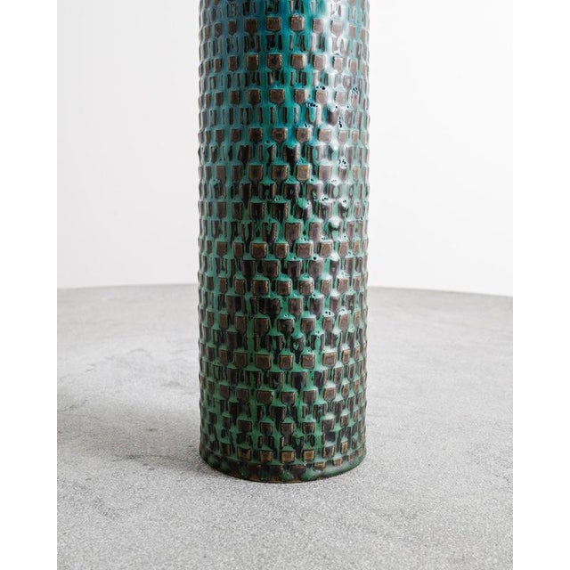 Gustavsberg Mid-Century Swedish Turquoise Blue Cylinder Vase by Stig Lindberg for Gustavsberg, Sweden, 1950s For Sale - Image 4 of 6