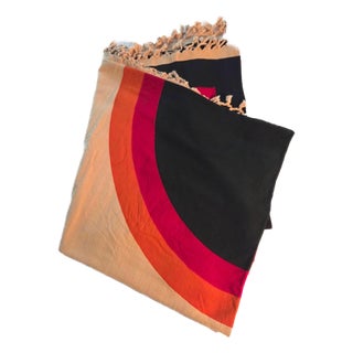 Mid 20th Century Signed Riten Mozumdar Cotton Bed Cover With Fringe For Sale