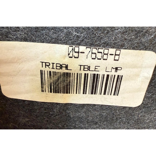 Vintage Hammered Tribal Brass Table Lamp + Textured Shade For Sale - Image 4 of 12