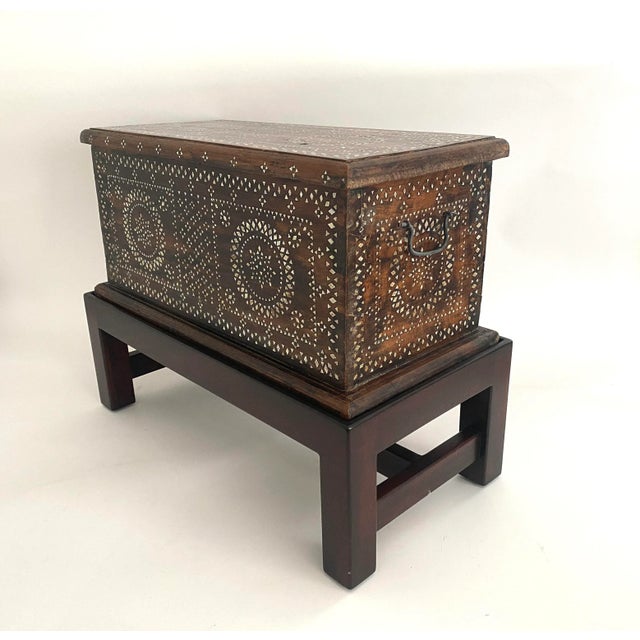 Antique Mother of Pearl Chest on Custom Stand For Sale - Image 4 of 12