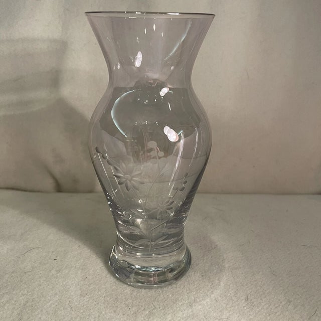 Vintage MCM Royal Danube Floral Etched Hand Cut Vases-Set of 3 For Sale - Image 10 of 10