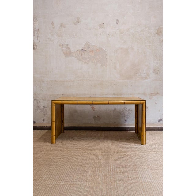 Bamboo and Woven Rush and Brass Desk, 1970s For Sale - Image 6 of 6