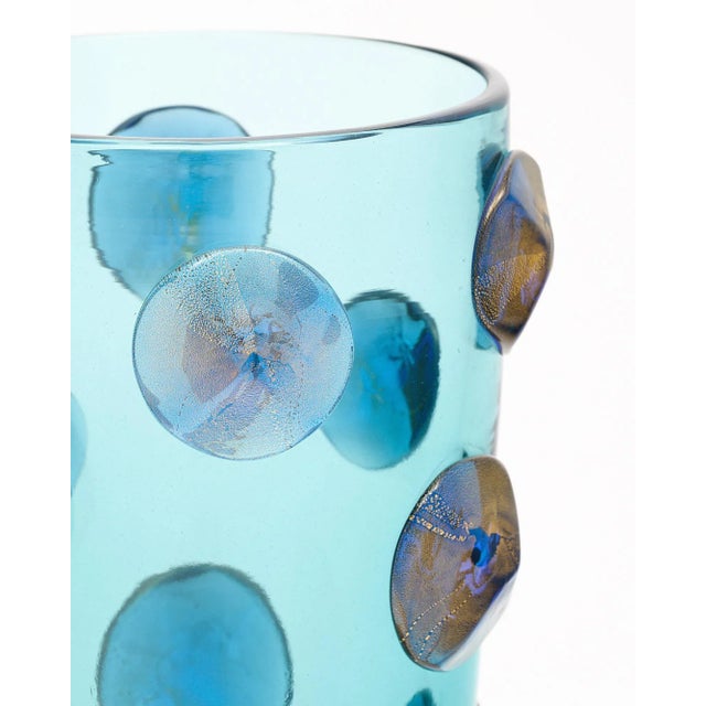 Alberto Donà Murano Glass Blue Medallion Vases For Sale - Image 4 of 9