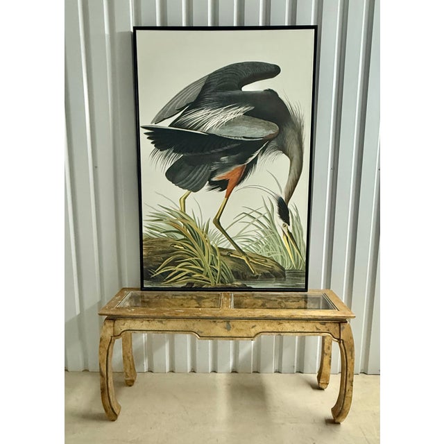 Chinoiserie Newly Painted French Blue & Hand-Gilt Console by Turtle and Crane - Hollywood Regency Sty For Sale - Image 3 of 18