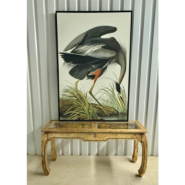 Chinoiserie Vintage Palm Beach Regency Chinoiserie Light Blue Parcel Gilt Ming Style Console Table -Newly Painted For Sale - Image 3 of 18