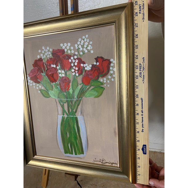 2020s Red Roses Still Life Oil Painting by Jessie Dominguez #1 For Sale - Image 5 of 8