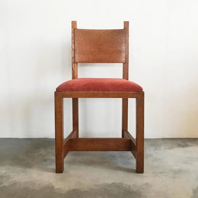 Haagse School' Side Chair by Pander, The Netherlands, 1930s. Beautiful side chair in oak and velvet manufactured by H....