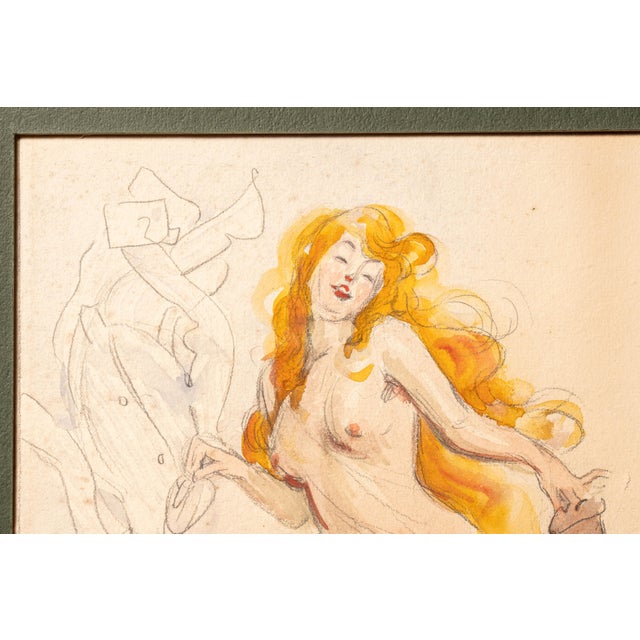1900s James Montgomery Flagg Signed Figural Watercolor For Sale In Chicago - Image 6 of 8