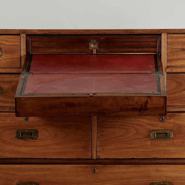 Antique Camphor Wood Campaign Chest With Pullout Desk For Sale In West Palm - Image 6 of 18