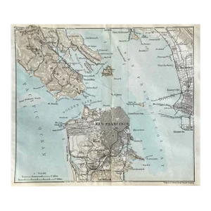 1909 San Francisco and Oakland Antique Map