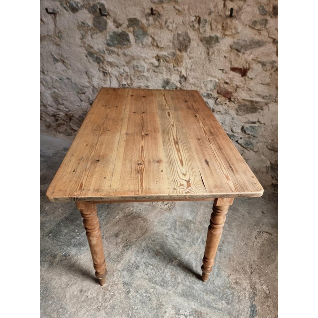 Antique French Pine and Beech Country Dining Table or Desk with Drawer, 1920s-1930s For Sale - Image 4 of 18