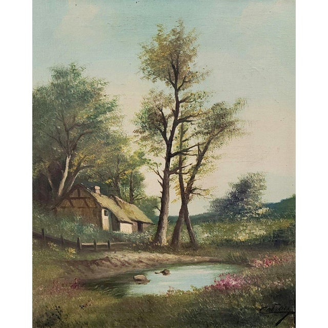 Henri Catrou, Lakeside Landscape, 1800s, Oil on Canvas, Framed For Sale - Image 6 of 8