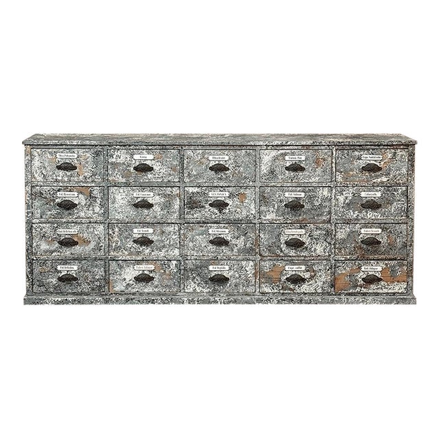 Antique Apothecary Cabinet ~ Credenza in Distressed Painted Pine For Sale
