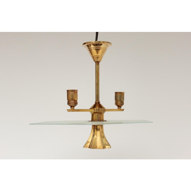 Minimalist Modern Viennese Pendant Lamp in Glass and Brass, 1920s For Sale - Image 17 of 18