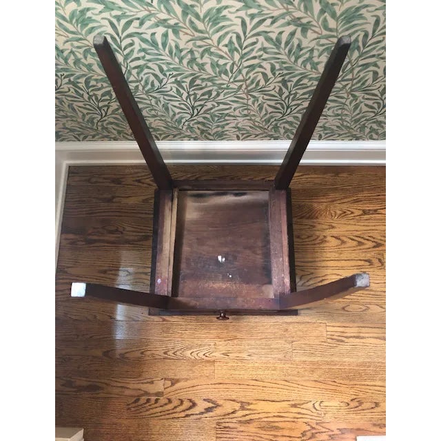 Antique Federal one-drawer table with tapered legs. Mahogany or cherry with mellow old finish. All original and in good...