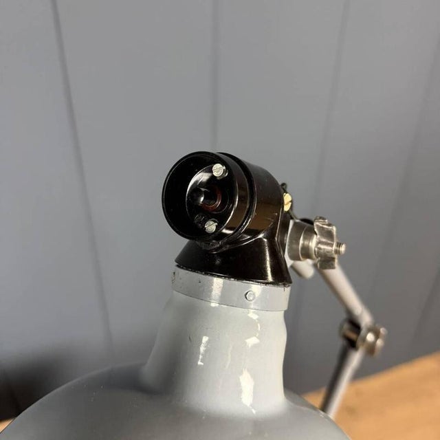 Light Gray Clamp Lamp with Large Enamel Shade from Rademacher, 1950s For Sale - Image 17 of 18