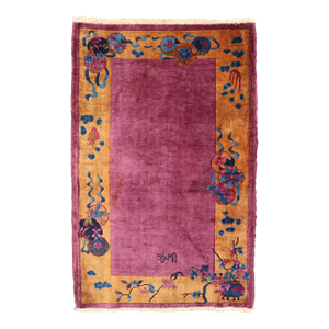3'x4' Vintage Chinese Art Deco Rug | Hand-Knotted Wool Rug