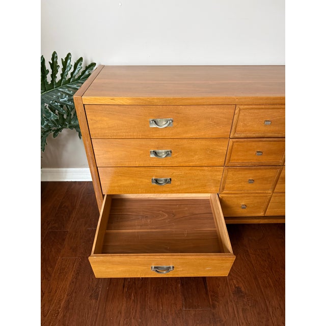 Vintage Mid Century Asian Inspired 12 Drawer Hickory Dresser by Tung Si For Sale - Image 11 of 12