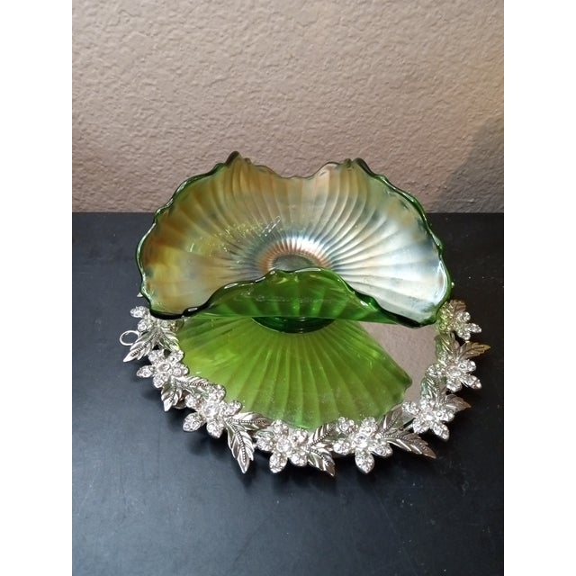 Glass 1960s Stunning Fenton Green Carnival Glass "Stippled Rays" Pattern Bowl For Sale - Image 7 of 7