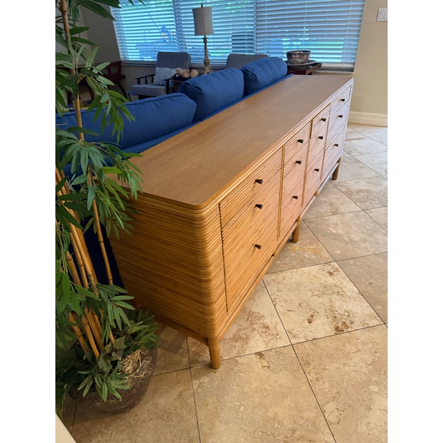 Art Deco Stunning Vintage Pencil Rattan 12-Drawer Dresser Sideboard For Sale - Image 3 of 7