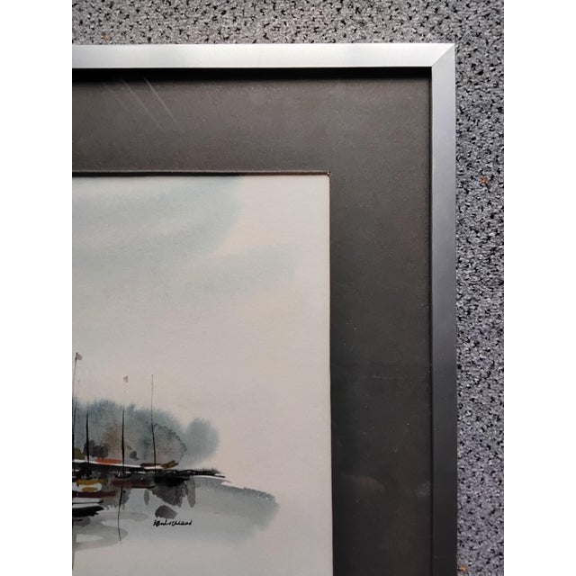 Original Watercolour by Scottish artist Ken Lochhead of a coastal harbour. Ken was originally from Glasgow but moved east...